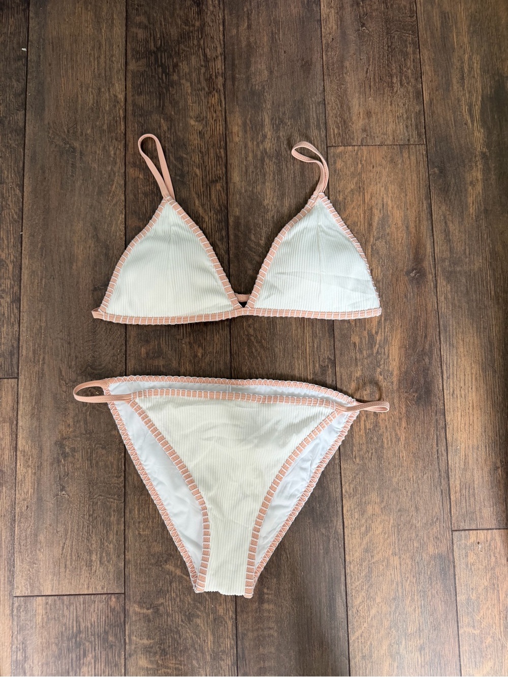 Cupshe White Bikini with Blush Trim
